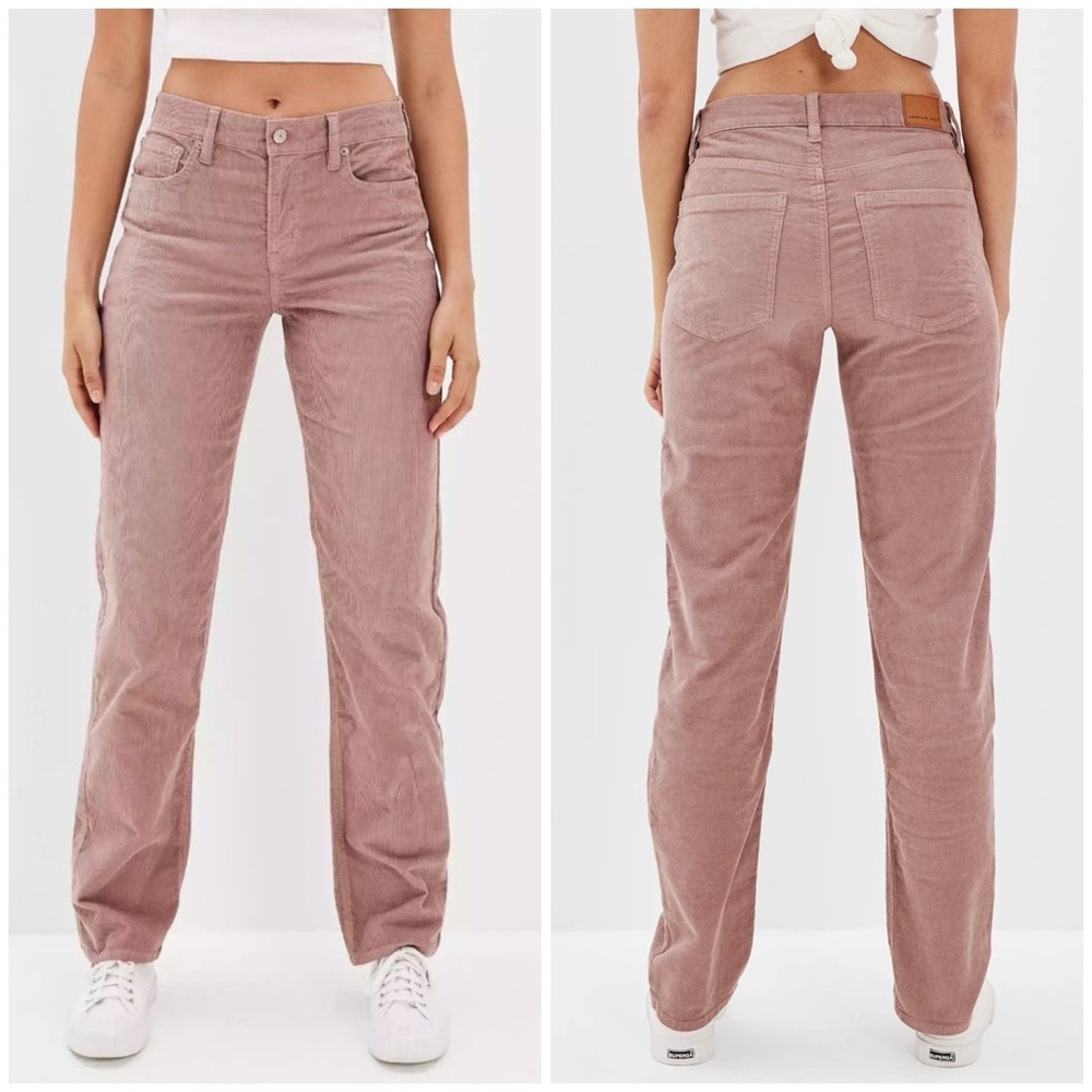 AMERICAN EAGLE Pink Corduroy Hi-Rise Jegging